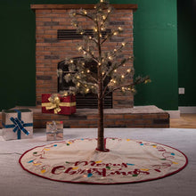 Load image into Gallery viewer, 48&quot;D LED Embroidered Linen Christmas Tree Skirt - Merry Christmas
