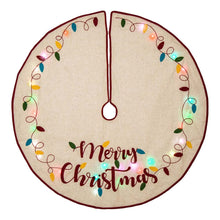 Load image into Gallery viewer, 48&quot;D LED Embroidered Linen Christmas Tree Skirt - Merry Christmas
