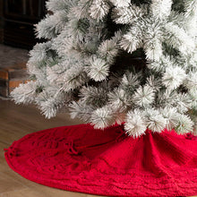 Load image into Gallery viewer, 52&quot;D Knitted Polyester Red Christmas Tree Skirt
