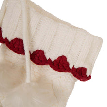 Load image into Gallery viewer, 22&quot;L Knitted  Polyester White Christmas Stocking w/Red Trim &amp; Pompom
