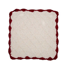 Load image into Gallery viewer, Knitted Polyester White Pillow Cover with Red Trim &amp; Pompom
