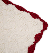 Load image into Gallery viewer, Knitted Polyester White Pillow Cover with Red Trim &amp; Pompom
