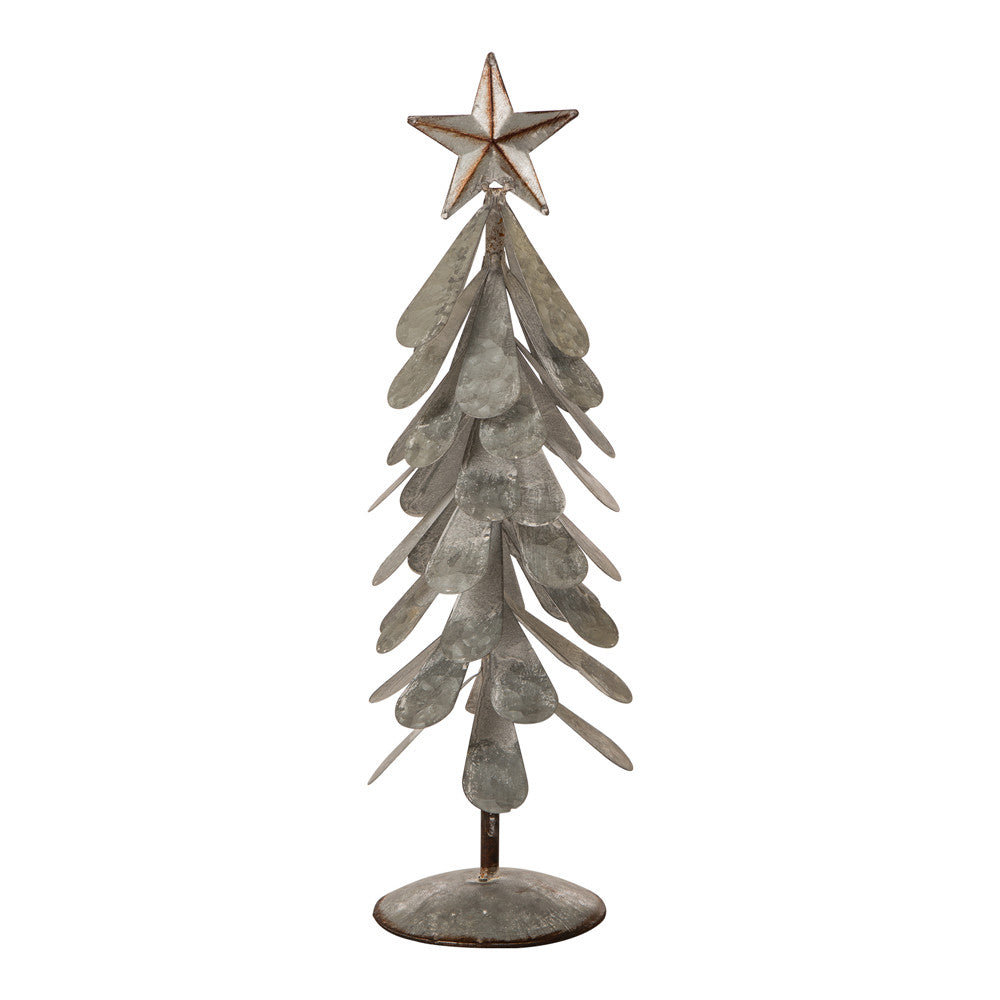 Iron Galvanized Christmas Tree Table Decor, 18