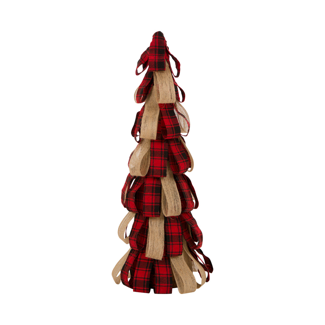 16.93''H Plaid Fabric / Burlap Table Tree , Tabletop Christmas Tree