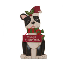 Load image into Gallery viewer, 16.00&quot;H Wooden Christmas Dog Figurines Decor
