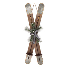 Load image into Gallery viewer, 35&quot;H Christmas Wooden/Galvanized Ski Décor
