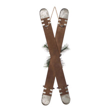 Load image into Gallery viewer, 35&quot;H Christmas Wooden/Galvanized Ski Décor
