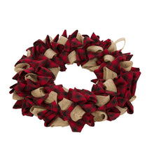 Load image into Gallery viewer, 18.9&quot;D Plaid Fabric Wreath Holiday Wall or Door Decor
