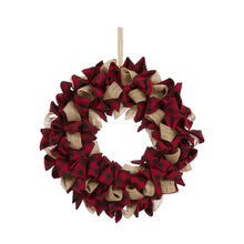 Load image into Gallery viewer, 18.9&quot;D Plaid Fabric Wreath Holiday Wall or Door Decor
