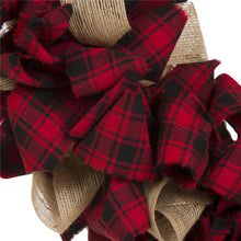 Load image into Gallery viewer, 18.9&quot;D Plaid Fabric Wreath Holiday Wall or Door Decor
