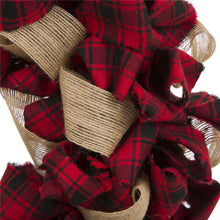 Load image into Gallery viewer, 18.9&quot;D Plaid Fabric Wreath Holiday Wall or Door Decor
