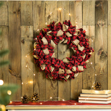 Load image into Gallery viewer, 18.9&quot;D Plaid Fabric Wreath Holiday Wall or Door Decor
