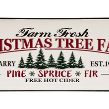 Load image into Gallery viewer, 43.11&quot;L Farmhouse Decor Metal Enamel Christmas Tree Farm Sign
