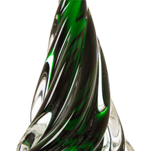 Load image into Gallery viewer, 11.61&quot;H Green Striped Table Decor Glass Christmas Tree
