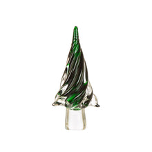 Load image into Gallery viewer, 11.61&quot;H Green Striped Table Decor Glass Christmas Tree
