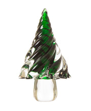 Load image into Gallery viewer, 11.61&quot;H Green Striped Table Decor Glass Christmas Tree
