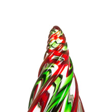 Load image into Gallery viewer, 9.8&quot;H Red/Green Striped Table Decor Glass Christmas Tree
