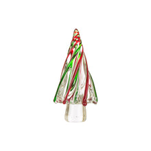 Load image into Gallery viewer, 9.8&quot;H Red/Green Striped Table Decor Glass Christmas Tree
