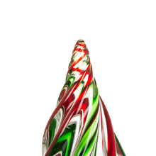 Load image into Gallery viewer, 7.87&quot;H Red/Green Striped Table Decor Glass Christmas Tree
