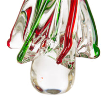 Load image into Gallery viewer, 7.87&quot;H Red/Green Striped Table Decor Glass Christmas Tree
