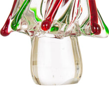 Load image into Gallery viewer, 7.87&quot;H Red/Green Striped Table Decor Glass Christmas Tree
