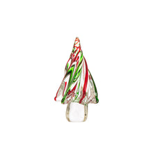 Load image into Gallery viewer, 7.87&quot;H Red/Green Striped Table Decor Glass Christmas Tree
