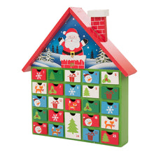 Load image into Gallery viewer, Handcrafted Wooden Santa House Christmas Countdown Calendar With Drawer
