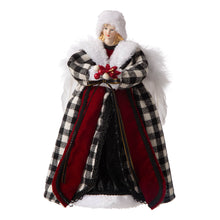 Load image into Gallery viewer, 12&quot;H Black/White Plaid Angel Tree Topper
