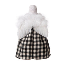 Load image into Gallery viewer, 12&quot;H Black/White Plaid Angel Tree Topper
