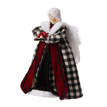 Load image into Gallery viewer, 12&quot;H Black/White Plaid Angel Tree Topper
