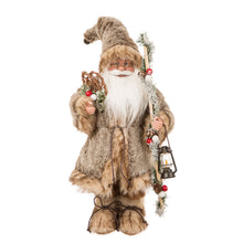 Load image into Gallery viewer, Handmade Faux Fur Santa Figurine Christmas Holiday Decoration Ornaments Gray 18-inch
