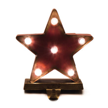 Load image into Gallery viewer, 7.48&quot; Marquee LED Lighted Star Christmas Stocking Holder Battery Operated
