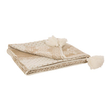 Load image into Gallery viewer, 50&quot;L*60&quot;W Knitted Acrylic Beige Throw Blanket w/Tassels
