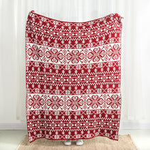 Load image into Gallery viewer, 60&quot;L*50&quot;W Knitted Snowflake Polyester Red/White Throw Blanket 930g
