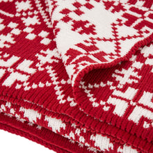 Load image into Gallery viewer, 60&quot;L*50&quot;W Knitted Snowflake Polyester Red/White Throw Blanket 930g
