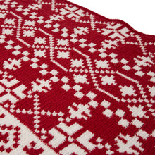 Load image into Gallery viewer, 60&quot;L*50&quot;W Knitted Snowflake Polyester Red/White Throw Blanket 930g
