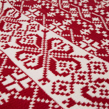 Load image into Gallery viewer, 60&quot;L*50&quot;W Knitted Snowflake Polyester Red/White Throw Blanket 930g
