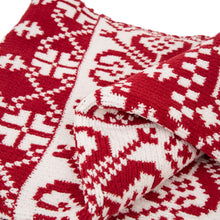 Load image into Gallery viewer, 60&quot;L*50&quot;W Knitted Snowflake Polyester Red/White Throw Blanket 930g
