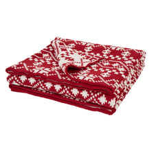 Load image into Gallery viewer, 60&quot;L*50&quot;W Knitted Snowflake Polyester Red/White Throw Blanket 930g
