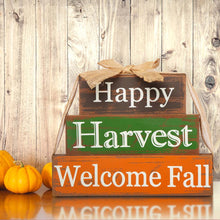 Load image into Gallery viewer, 11.81&quot;L Wooden Happy Harvest Block Set
