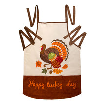 Load image into Gallery viewer, 32&quot;L Cotton Embroidered Turkey Apron
