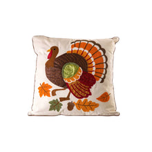 Load image into Gallery viewer, 18&quot;L x 18&quot;W Cotton Embroidered Turkey Pillow Cover
