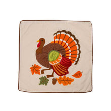 Load image into Gallery viewer, 18&quot;L x 18&quot;W Cotton Embroidered Turkey Pillow Cover
