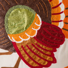 Load image into Gallery viewer, 18&quot;L x 18&quot;W Cotton Embroidered Turkey Pillow Cover
