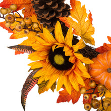 Load image into Gallery viewer, 24&quot;D Yellow/Orange Sunflower Wreath with 28&quot;L Window Frame
