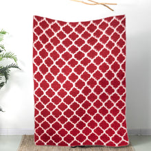 Load image into Gallery viewer, 60&quot;L*50&quot;W Reversible Knitted Nylon Eyelash Yarn Red/White Throw Blanket 1250g
