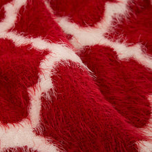 Load image into Gallery viewer, 60&quot;L*50&quot;W Reversible Knitted Nylon Eyelash Yarn Red/White Throw Blanket 1250g
