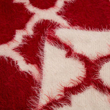 Load image into Gallery viewer, 60&quot;L*50&quot;W Reversible Knitted Nylon Eyelash Yarn Red/White Throw Blanket 1250g
