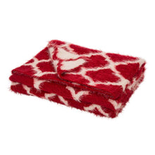 Load image into Gallery viewer, 60&quot;L*50&quot;W Reversible Knitted Nylon Eyelash Yarn Red/White Throw Blanket 1250g
