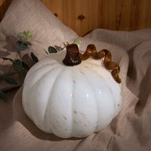 Load image into Gallery viewer, 7.09&quot;H Hand Blown Golden/White Glass Pumpkin Decor
